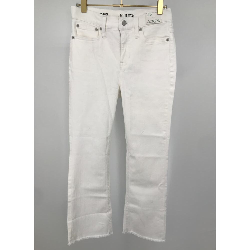 J. Crew White Denim 10" Demi Boot Crop Jeans Womens 26P